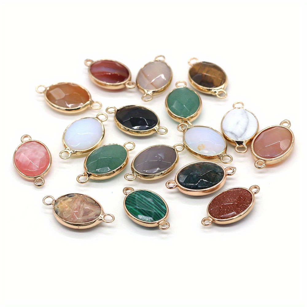 Natural Stone Oval Edge Faceted Pendant Set